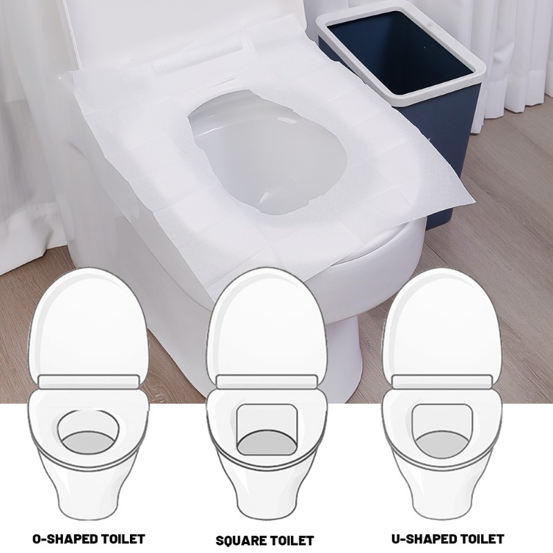 Set 10 Vỏ Bọc Bệ Ngồi toilet Dùng Một Lần Chống Nước An Toàn Cho Đi Du Lịch / Cắm Trại