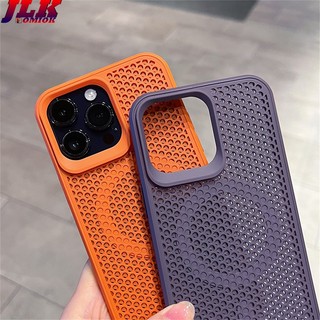 [JLK] Heat Dissipation Magnetic Case for iPhone 15 Pro Max 12 13 14 Plus Cooling Breathable Luxury Wireless Charging Cover