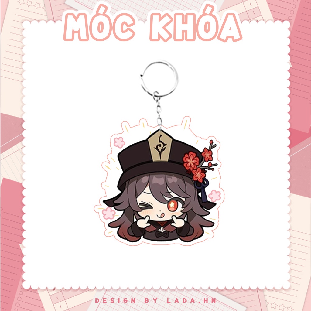 Móc khóa mô hình standee đứng để bàn Hutao Genshin Impact Lada anime đáng yêu chibi trang trí quà tặng