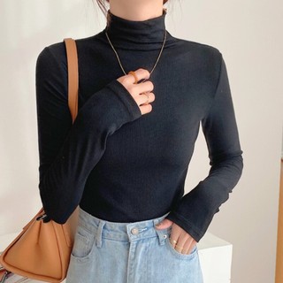 Áo thun cổ lọ The Simple bigsize nữ tay dài dáng vừa chất vải gân nỉ dày dặn ôm body G216