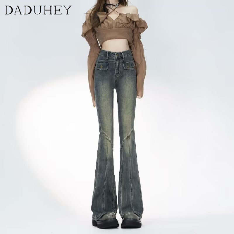 Ảnh Quần jeans DADUHEY ống rộng lưng cao phong cách đường phố Mỹ cổ điển thời trang cao cấp 1