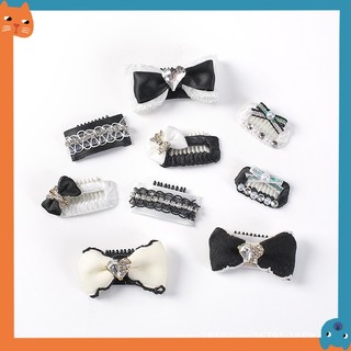 Bộ sưu tập kẹp tóc thú cưng màu đen trắng chính hãng Phụ kiện thú cưng Yorkshire Teddy Schnauzer Malzis Mũ nón cho chó