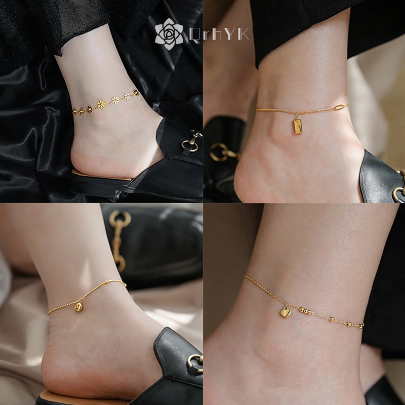 Qr Lắc Chân Thép Titan 18k Thời Trang Cho Nữ Mới