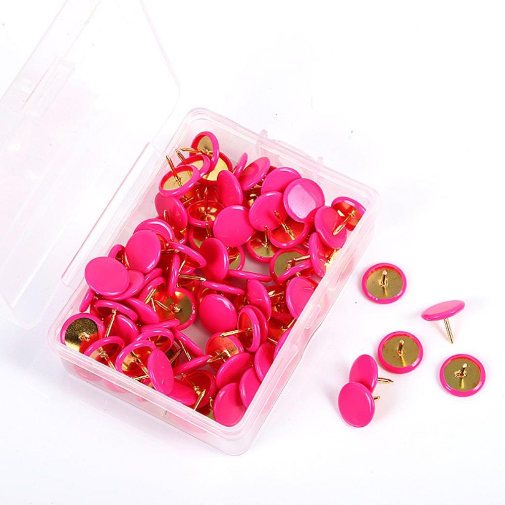 ITRUMPET 100 Cái Tacks, Bảng thông báo vẽ bản tin Chân đẩy tròn, Đồ dùng văn phòng Màu kim loại Đầu tròn Tacks Point Cork Board Tacks