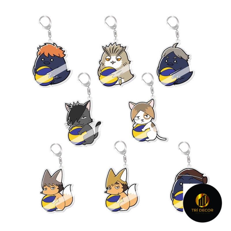 Móc khoá Anime Haikyuu volleyball! Hinata Shoyo Kageyama Tobio Hanging Animals Phụ Kiện Trang Trí Túi xách Balo