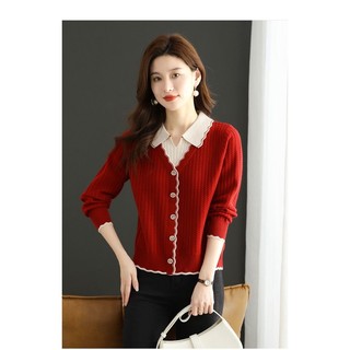 Áo Thun polo Giả Hai Lớp Dáng Rộng Màu Sắc Thời Trang Thu Đông Cho Nữ