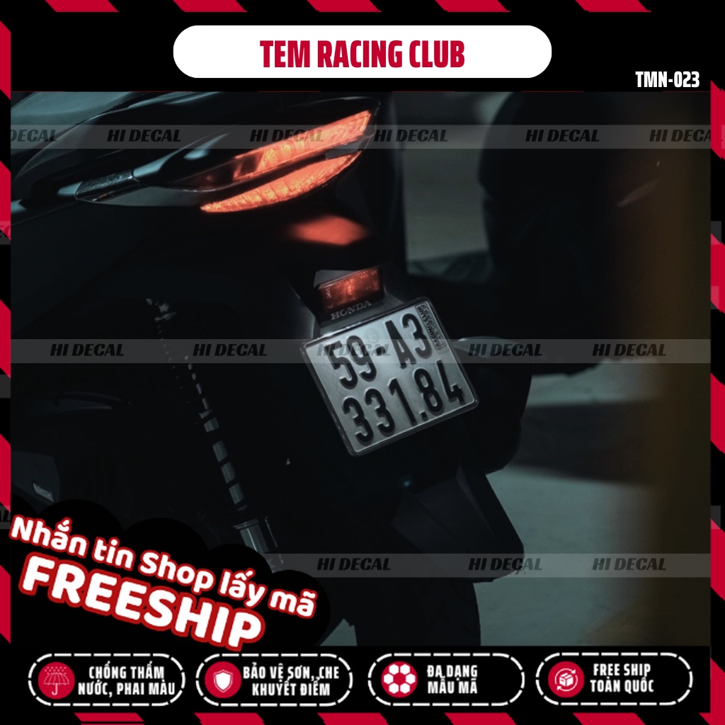 Tem Racing Club dán biển số cho mọi dòng xe | TMN-023 | Decal cao cấp chống nước chống phai màu