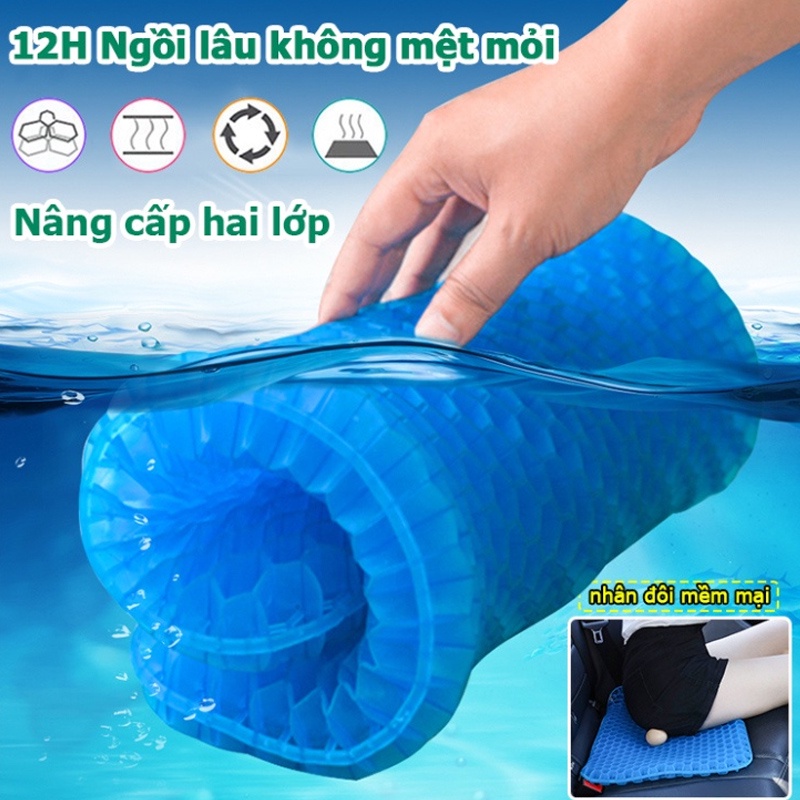 Đệm Ngồi Silicon 3D 2 Lớp Thoáng Khí Nệm Ngồi Ghế Ô Tô, Ệm Lót Ghế Silicon Văn Phòng Chống Đau Mỏi Lưng