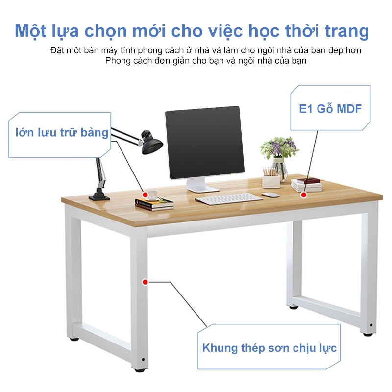 SUNNY Bàn làm việc đa năng bàn học bàn làm việc văn phòng chân sắt có thanh giằng chéo gia cố