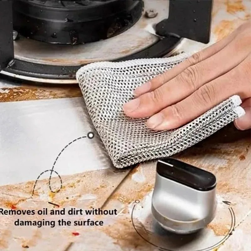 Dụng cụ làm sạch nhà bếp - Vòi bồn rửa Loại bỏ rỉ sét - Khăn rửa chén - Khăn lau nhà bằng dây thép - Vải làm sạch lưới dây kim loại - Chảo dầu chống dính