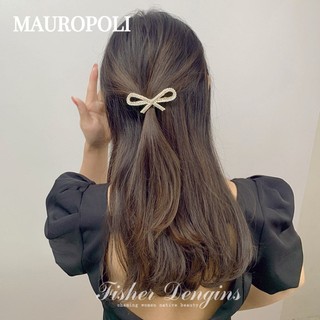 Mauropoli [Sẵn Sàng] Phiên Bản Hàn Quốc Kim Cương Giả Nơ Kẹp Tóc Bên Nổ Lò Xo Kẹp Phong Cách Hàn Quốc Nữ Top Kẹp Phụ Kiện Tóc