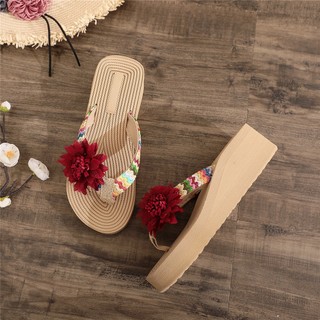 Dép Sandal Cao Gót 5cm Quai Dây Thừng Đế Xuồng Thời Trang Đi Biển Dành Cho Nữ