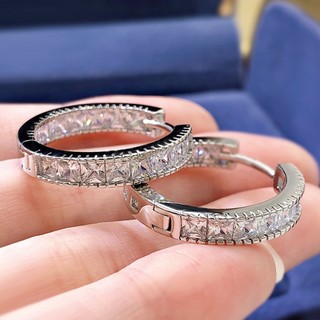 Bông Tai Mạ Bạc 925 Đính Đá Zircon Đơn Giản Thời Trang Cho Nữ