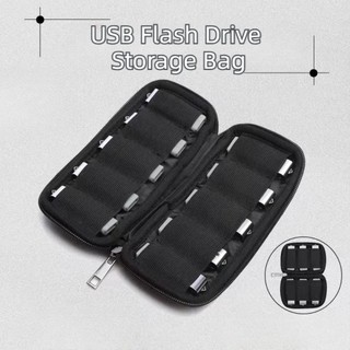 Túi xách NOOKSTORY, USB Flash Drive Polyester Túi lưu trữ, Bảo vệ 6 khe 10 khe cắm di động USB màu đen sắp xếp đĩa phụ kiện điện tử