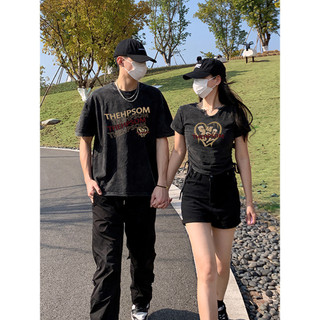 Hiixiivi Áo Thun Unisex Tay Ngắn Cotton Cổ Tròn Nam Nữ Baggy In Cặp Đôi 2024