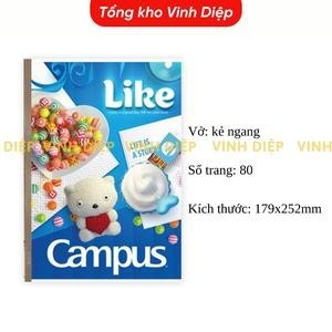 Vở kẻ ngang Campus 80/120/200 trang, vuông gáy, bìa đẹp