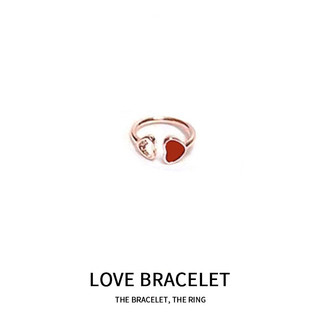 2pcs Bộ Nhẫn Vòng Tay Hình Dạng Trái Tim Vàng Hồng 18K Mở Có thể điều Chỉnh Nhẫn Vòng Tay Nữ Bộ Hai Mảnh Phong Cách Hàn Quốc Thiết Kế Niche đơn Giản Vòng đeo Tay Thời Trang