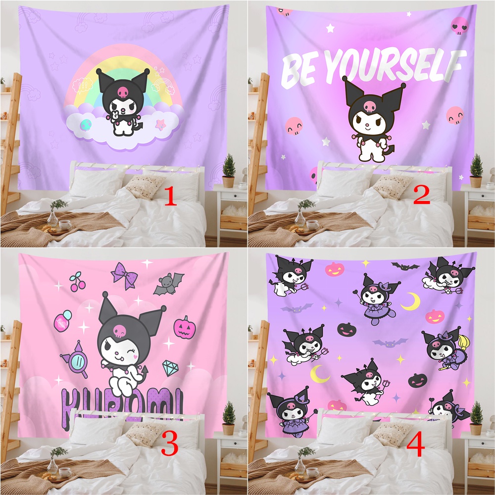 Dễ Thương Băng Dính polyester Hình kuromi Hoạt Hình Treo Tường Trang Trí Phòng Ngủ (Có Kẹp)