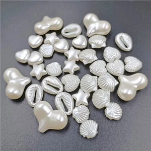 20 Chiếc Vỏ Trái Tim Hạt Mặt Dây Chuyền Giả Ngọc Trai Ngôi Sao Acrylic Trắng Cho DIY Vòng Tay Vòng Cổ Trang Sức Làm Tình Yêu Bông Tai Phụ Kiện
