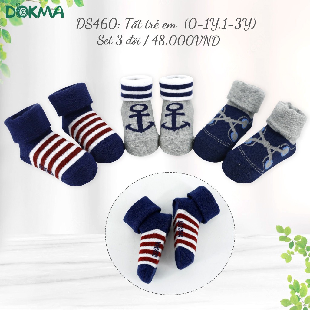 (0-3Y) Set 3 Đôi Tất Sơ Sinh Đồng Màu Dokma DS460 DS461 DS486 DS760 DS761 DS762 DS463 DS462 DS464