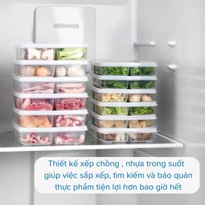 Hộp nhựa đựng thực phẩm chia nhiều ngăn khay hộp trữ đông đồ ăn nhựa PP cao cấp dùng trong tủ lạnh lò vi sóng GIOVA