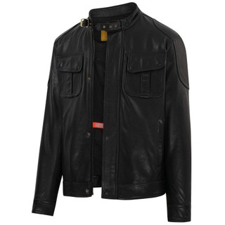 Áo khoác da nam, áo da thật Ftt Leather Racer Jacket túi hộp đắp vai màu đen da dê cao cấp mã AD306D