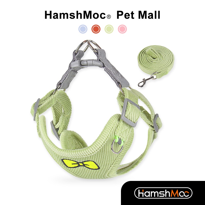 HamshMoc Bộ dây nịt và dây xích cá tính Áo Vest chó có thể điều chỉnh Dây xích bền mềm mại có tay cầm thoải mái cho chó nhỏ vừa lớn đi bộ