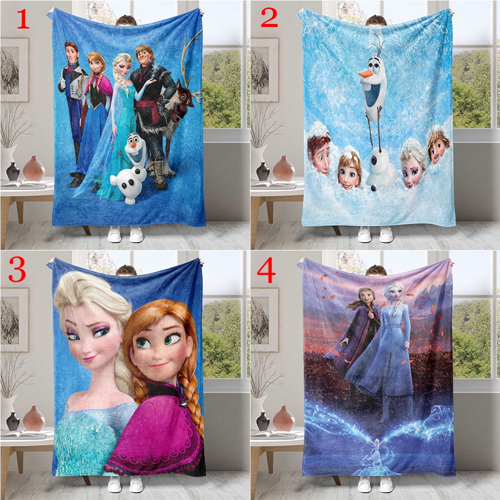 Chăn flannel Điều Hòa Không Khí In Hình anna & elsa Một Mặt Làm Quà Tặng Tốt Nhất Cho Người Lớn Tuổi