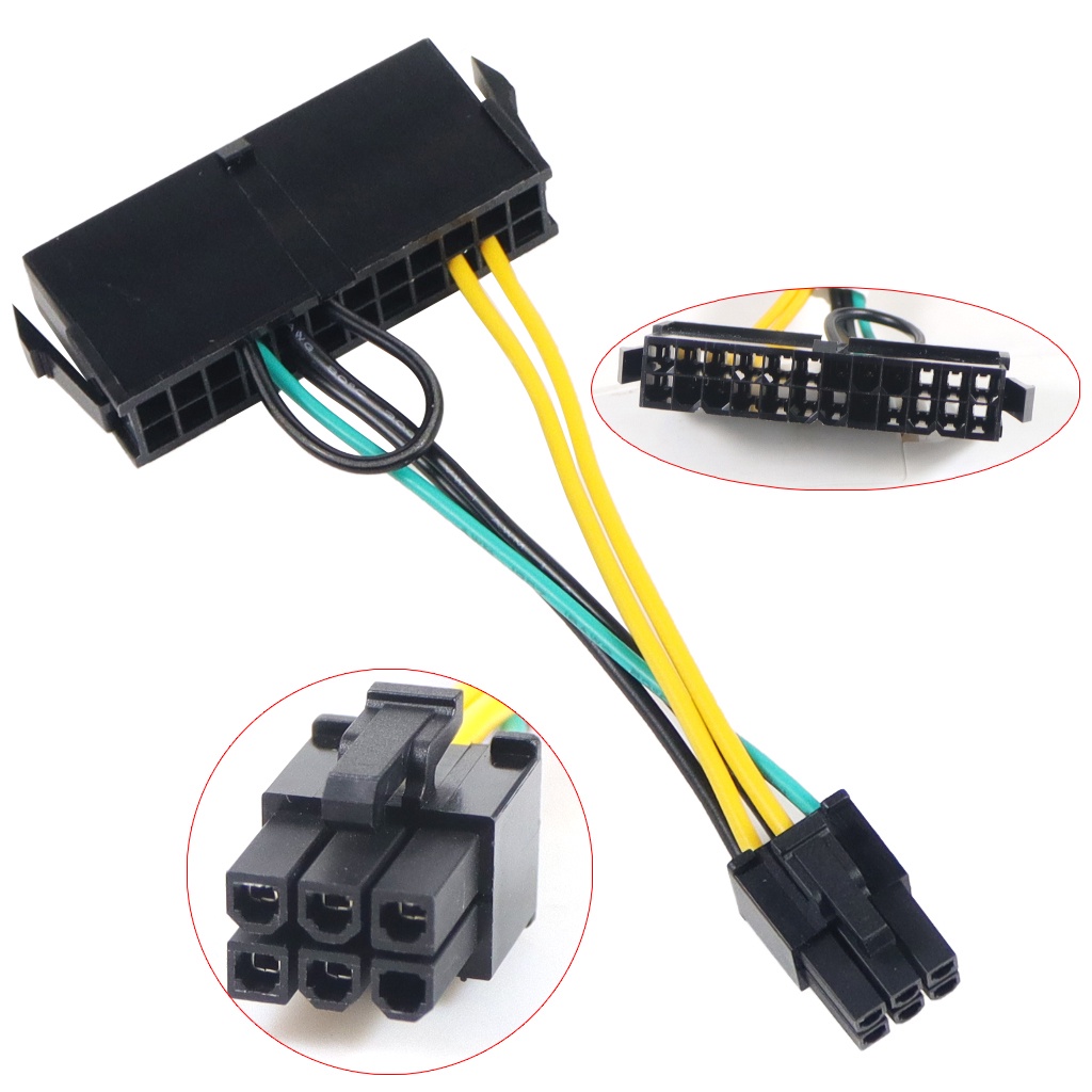 Dây Cáp Nguồn Chuyển Đổi atx 24pin Sang 6pin 24p Sang 6p 18awg Cho lenovo / dell / acer 3050 6 pin