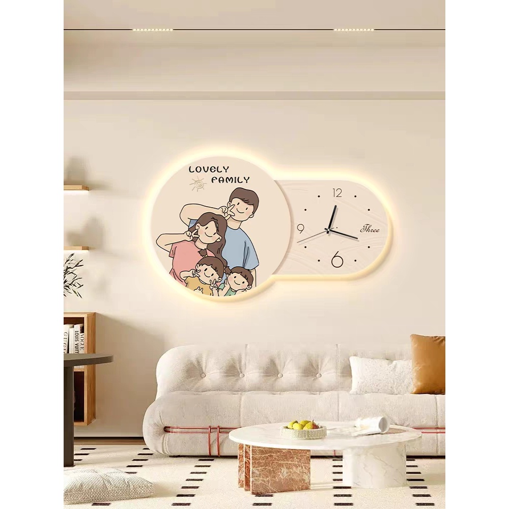 Tranh 3D Led Đồng Hồ Gia Đình Phong Cách Hàn Quốc Treo Phòng Khách, Phòng Ngủ - Làm Quà Tặng