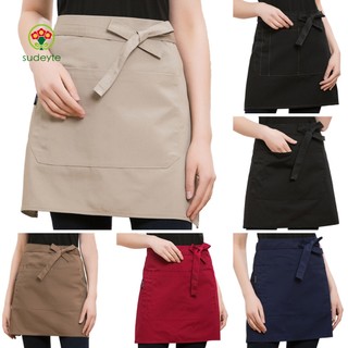 Sudyte Nửa Tạp Dề Có Túi Tạp Dề Nhà Bếp Chống Nước Chống Thấm Nước Ren-up Tạp Dề Ngắn Cho Nhà Hàng Và Cafe Tạp Dề Eo Đầu Bếp Unisex Chống Bỏ Túi Và Phong Cách