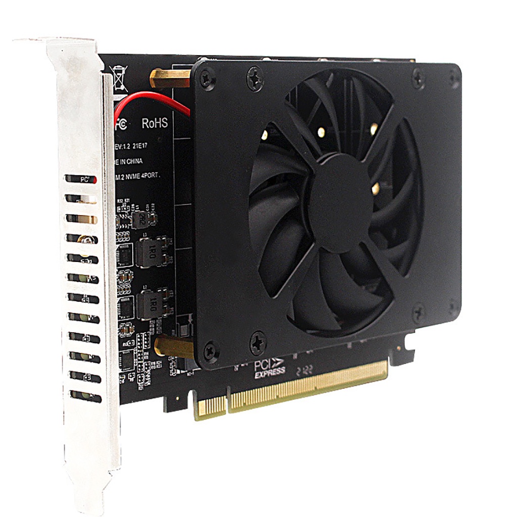 Card Chuyển Đổi Pci-E m.2 mkey 2230 2242 2260 2280 ssd raid 4 * 32gbps pcie x16 Thẻ