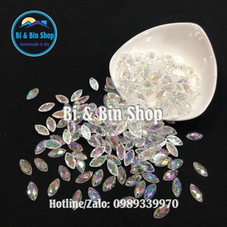 Đá Kết Lá Me Trắng Cừ Đính Kết Trang Phục Thời Trang, Làm Vương Miện, Phụ Kiện Handmade