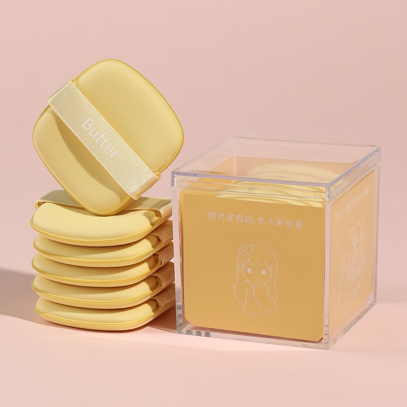 [Siêu Rẻ]Hộp 6 Bông Phấn Trang Điểm Cao Cấp Dạng Mềm Mướt Butter Daily Beauty Tools Large Round Caron Powder Puff