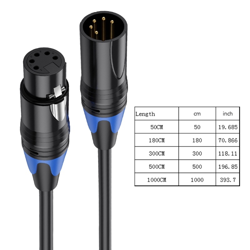 Cinnan DMX512 XLR 5 Pin Nam sang XLR 5pin Giao diện nữ Dây nối dài cáp DMX512