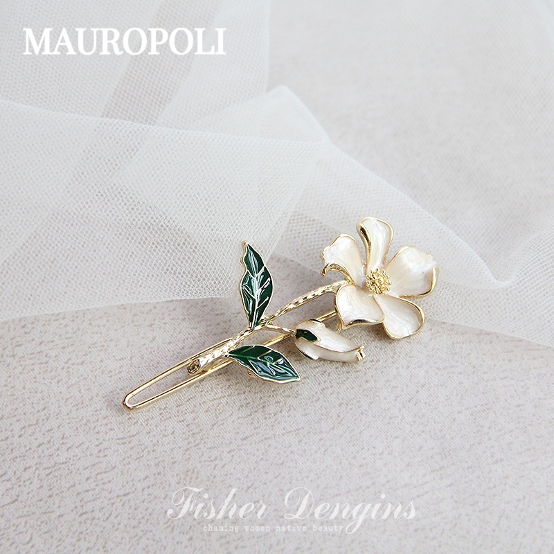 Mauropoli [Sẵn sàng] Phong cách mới Dầu nhỏ giọt Hợp kim hoa Dây cao su Dây buộc tóc Mũ đội đầu Dây buộc tóc đuôi ngựa tươi thời trang Dây buộc tóc đầu đàn hồi