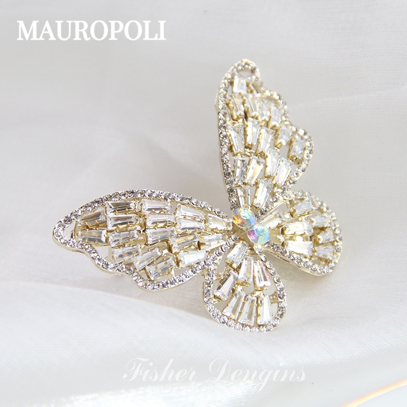 Mauropoli [Sẵn Sàng] Phong Cách Mới Sáng Bóng Zircon Kim Cương Giả Bướm Mùa Xuân Kẹp Tóc Bướm Lớn Kim Loại Hàn Quốc Phụ Kiện Tóc Kẹp Mũ Đội Đầu