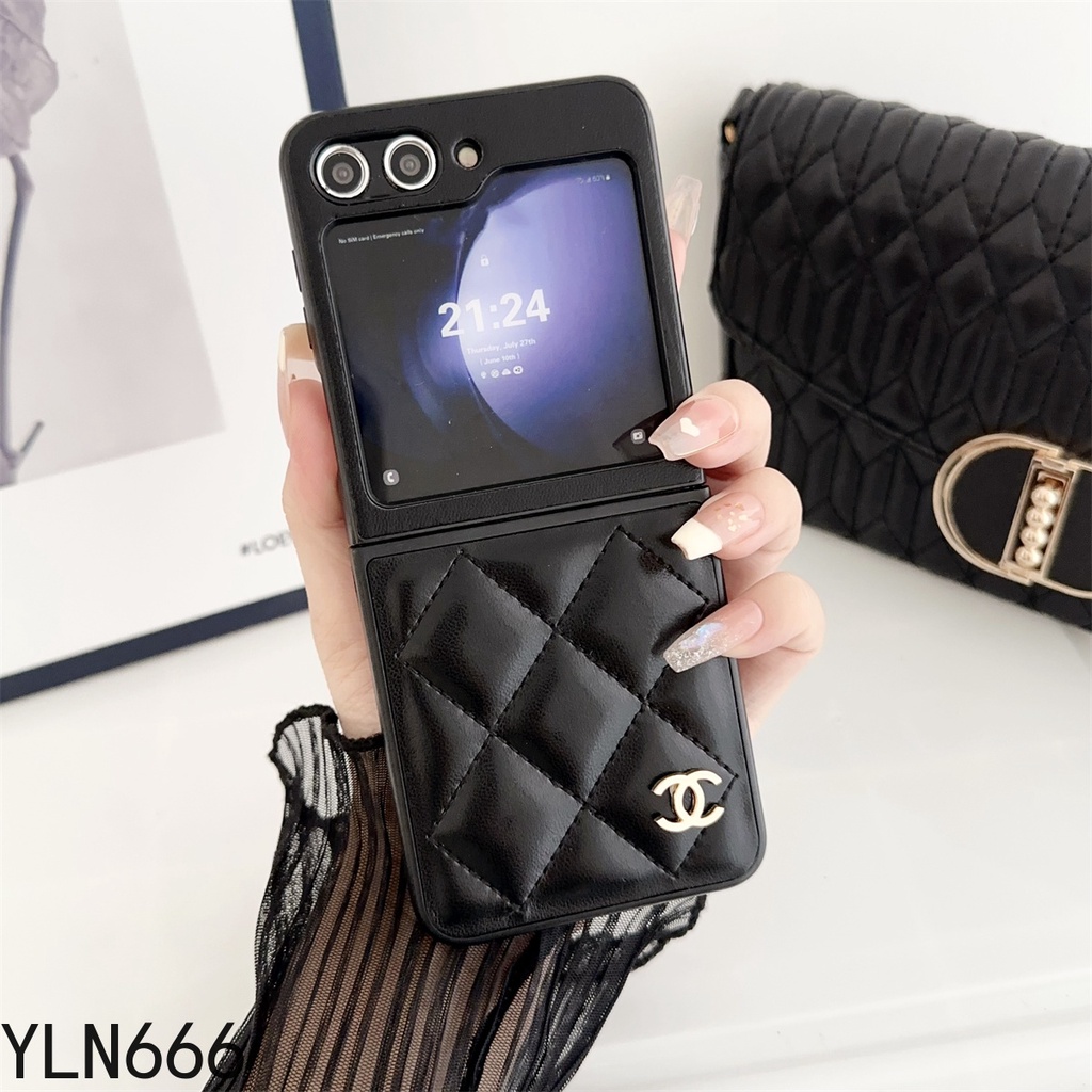 Ốp điện thoại gấp da PU sang trọng dành cho Samsung Galaxy Z Flip 7 7FE 6 5 4 3 thiết kế quy trình độc đáo Thiết kế túi nhỏ cổ điển Túi điện thoại di động cho Z Flip7 Vỏ bảo vệ điện thoại