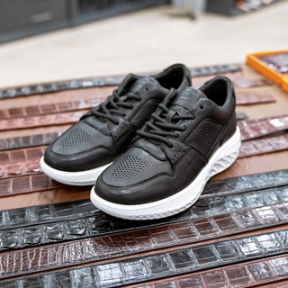 Giày da thể thao nam chính hãng FTTLeather cao cấp, giày sneaker cao cấp da bê mềm đục lỗ GTF003BL