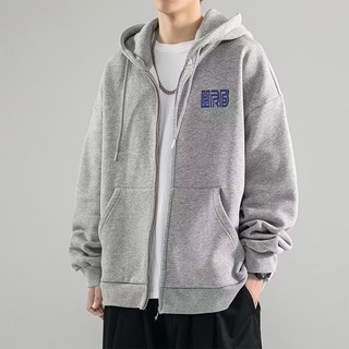 Áo khoác hoodie nỉ dành cho nam màu xám đậm mùa xuân thu mới hợp thời trang