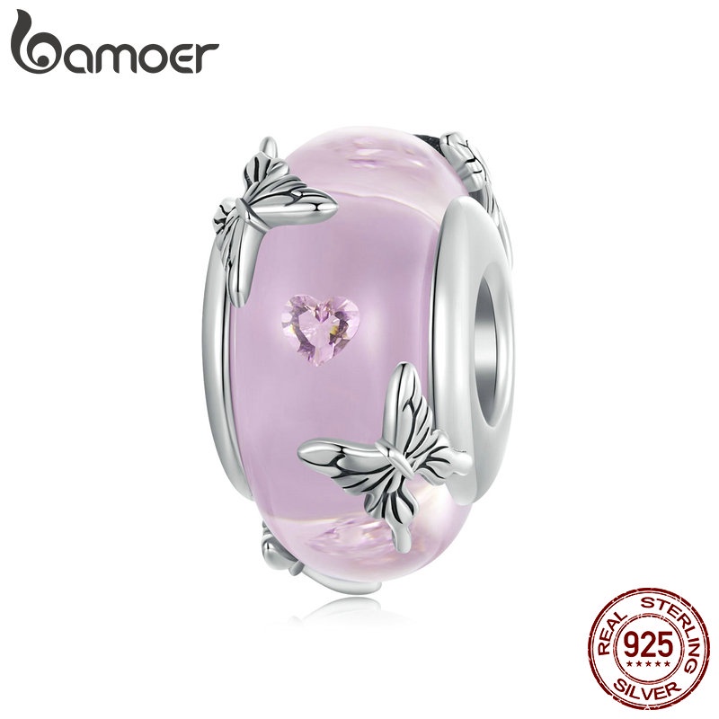 Bamoer Mặt Dây Chuyền Hình Bướm Bằng Thủy Tinh Bạc 925