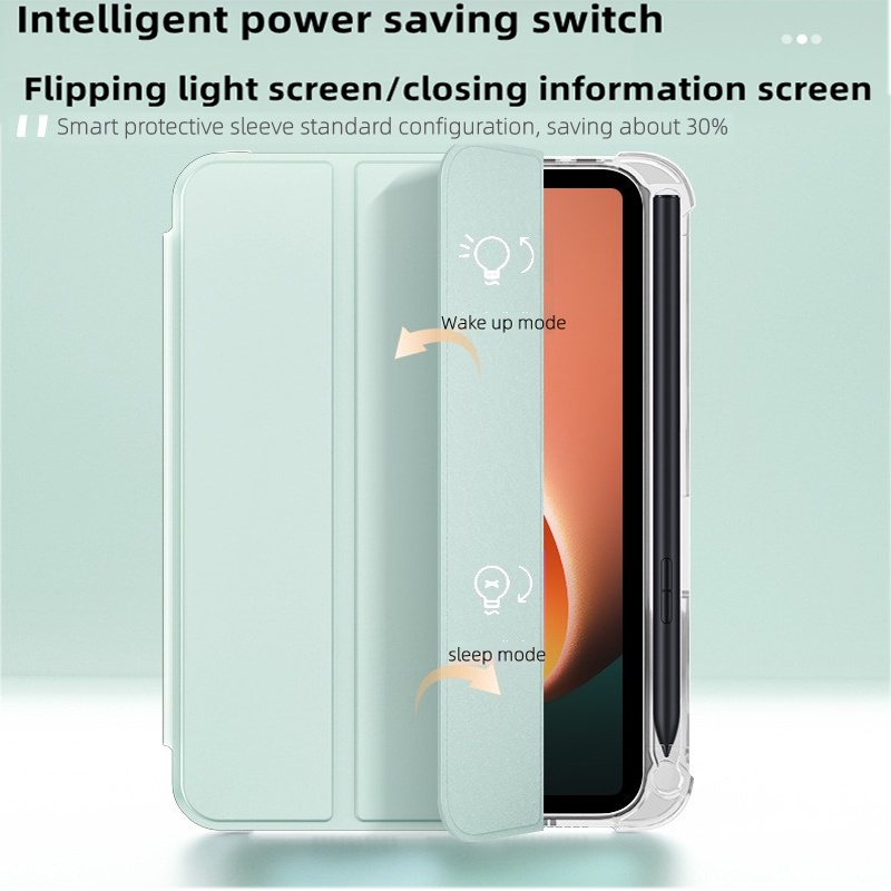 Bao Da Máy Tính Bảng Trong Suốt Hít Nam Châm Có Ngăn Đựng Bút Cho redmi pad SE 11inch redmi pad 2 pro 12.1 Lưng