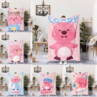 Zanmang Loopy chăn flannel hồng dễ thương, in một mặt, điều hòa không khí, quà tặng cho gia đình và bạn bè