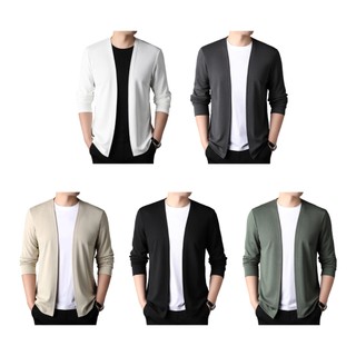 Je Áo Khoác cardigan Dệt Kim Mỏng Nhẹ Vừa Vặn Hợp Thời Trang Xuân Thu Cho Nam Kiểu Nam Châu Á