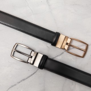 Thắt lưng nam,dây nịt nam FTT Leather da bò mặt khóa xỏ kim 2 mặt bản nhỏ 3cm màu đen sang trọng