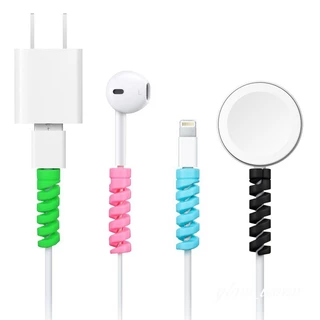 Bán Sỉ Bộ 2 Cuộn Dây Cáp Xoắn Ốc Bảo Vệ Cáp Sạc Tai Nghe Tiết Kiệm Không Gian Ốp