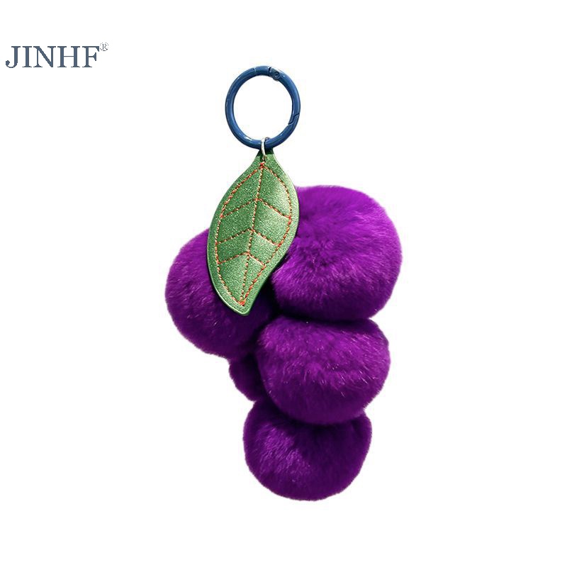 Jim Móc Khóa Hình Chùm Nho Pompom Lông Thỏ Mềm Mại