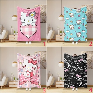 Hello Kitty Chăn flannel in hoạt hình Sanrio, quà tặng gia đình & bạn bè, in một mặt, dùng điều hòa, văn phòng