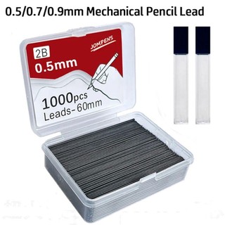 MEGOCE 700 / 1000 CÁI Bút chì tự động nạp lại, chì bút chì cơ học dài 0,5 / 0,7 / 0,9mm 60mm, bút chì cơ khí than chì có thể xóa được màu đen sáng tạo nạp lại sinh viên
