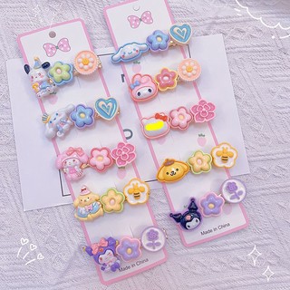 MEOWU Kẹp Tóc Mái Sanrio Mùa Hè Bông Hoa Phong Cách Hàn Quốc Melody Kitty Hồng